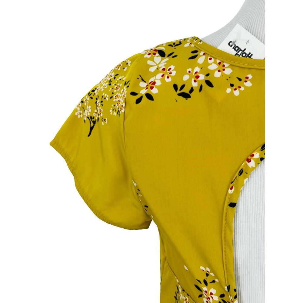 NWT Vintage Y2K Charlotte Russe Yellow Floral Print Cutout Open Back Blouse Top - Picture 6 of 10